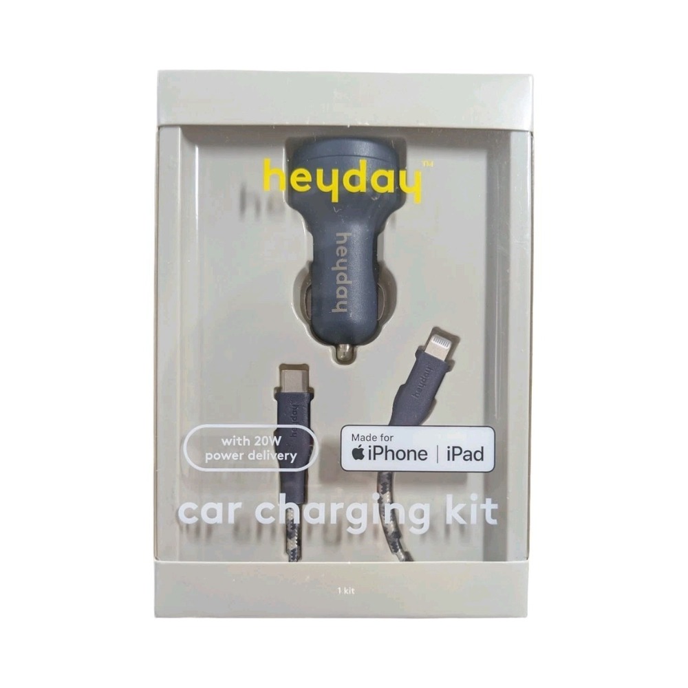 Nn8-N USB Car Charger with 6' USB-C to USB-C Braided‎ Cable - Heyday Navy